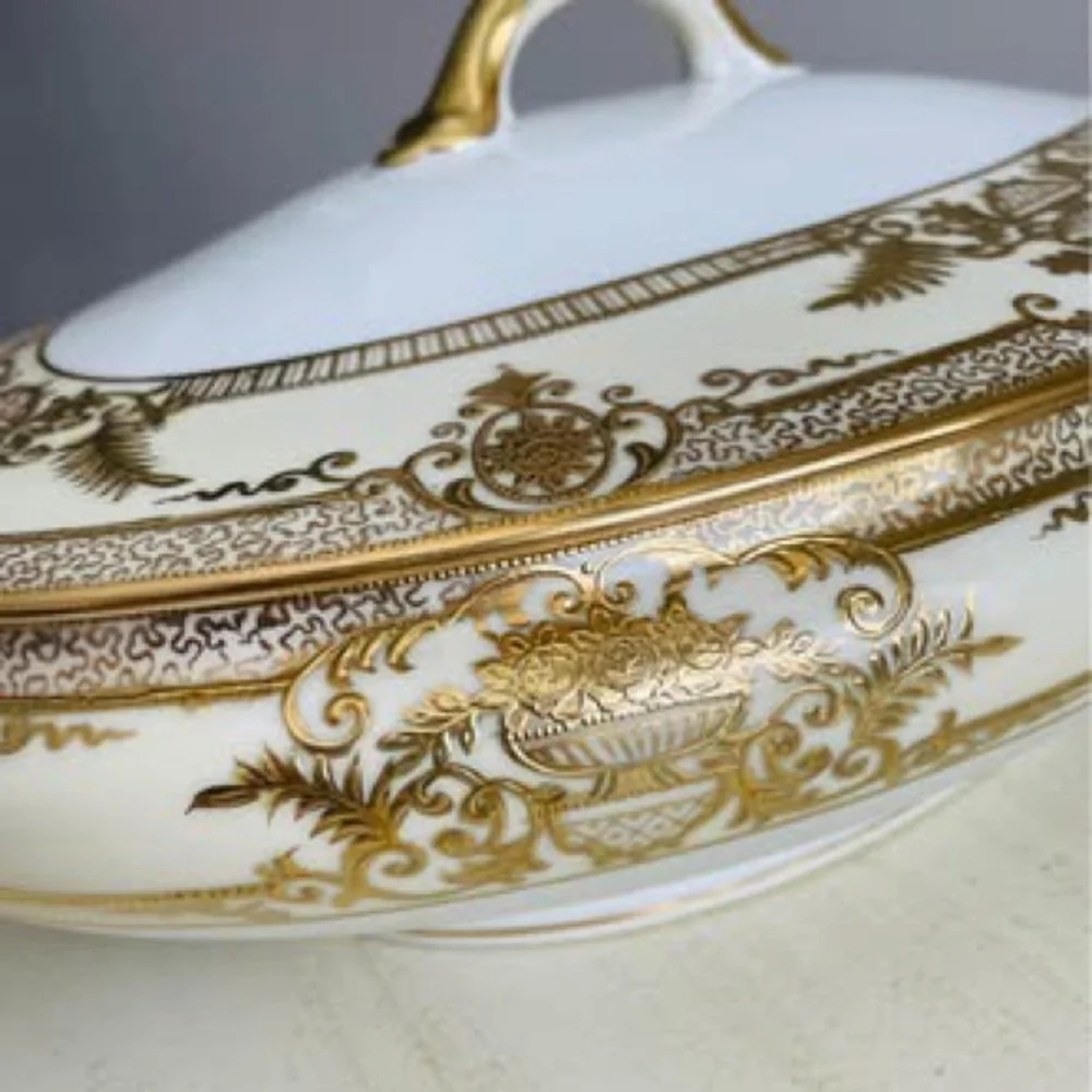 Noritake VINTAGE  Gold FLEURGOLD SERVING BOWL WITH LID NO. 37531